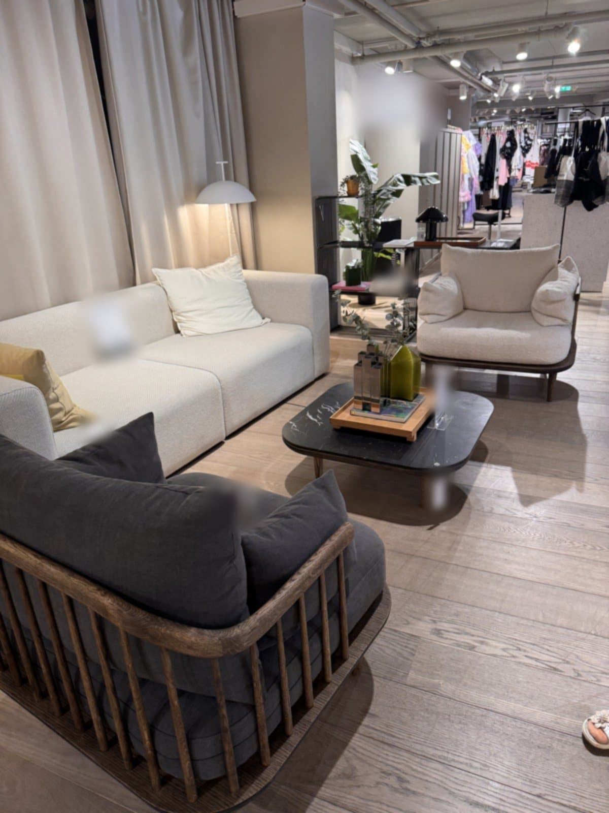 Furniture showroom with a sofa and lounge seating